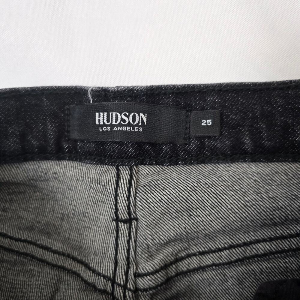 Hudson Holly High Rise Straight Leg Jeans Size 25 Black Split Hem Y2K Vamp Goth - Picture 5 of 13